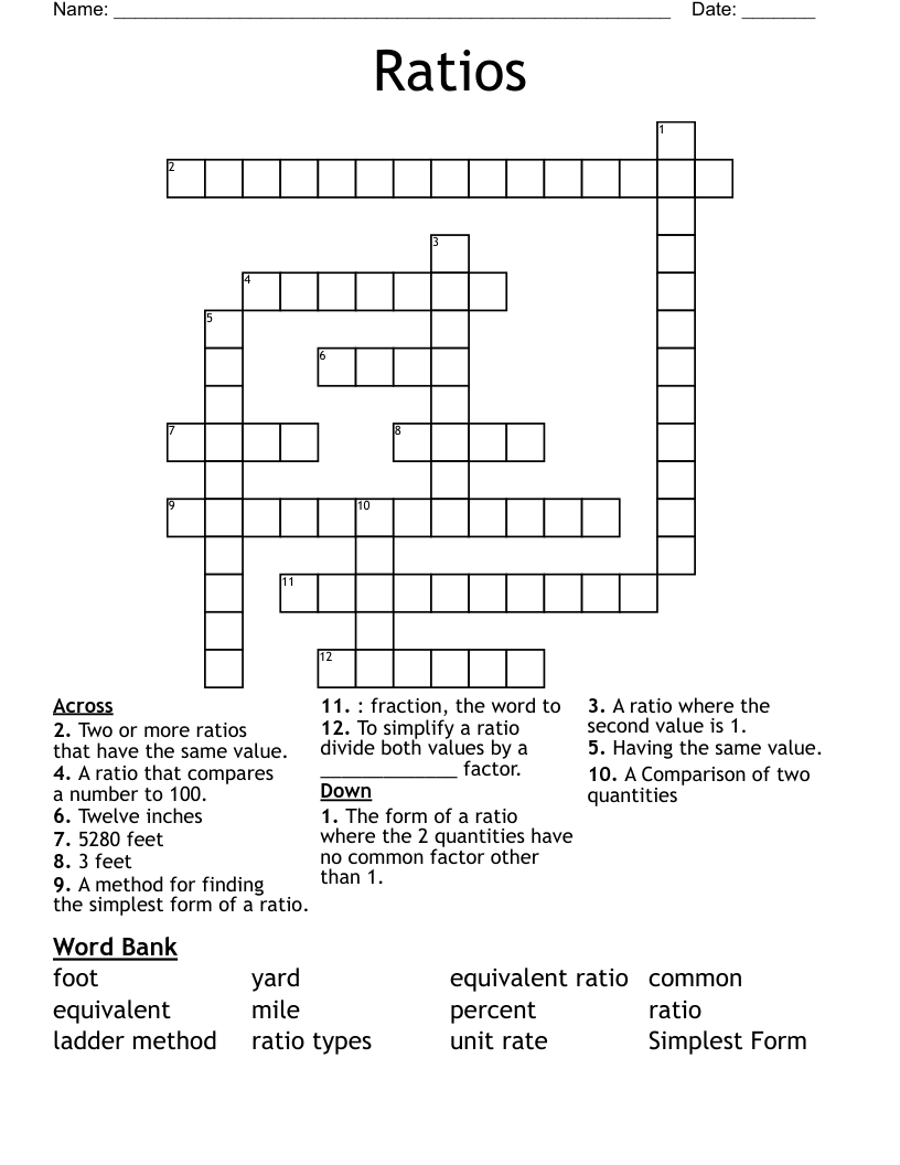 Ratios Crossword