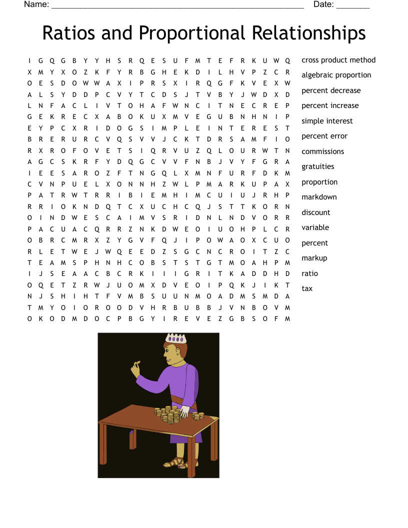 Ratios and Proportional Relationships Word Search