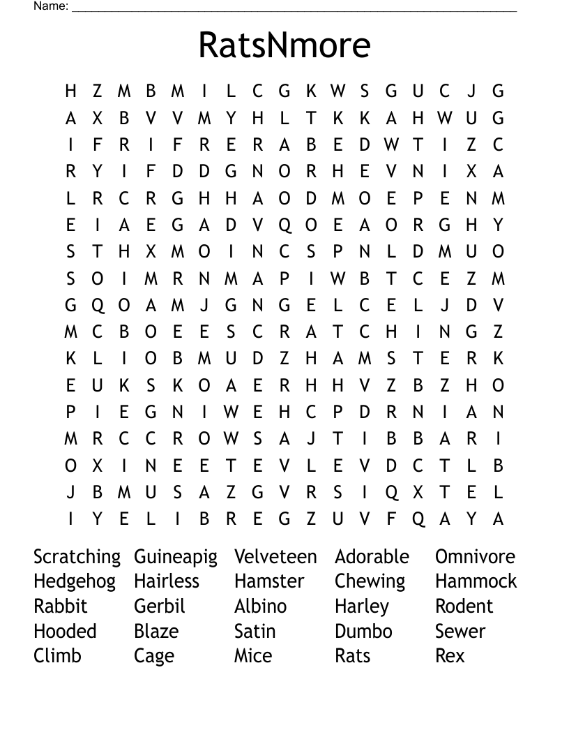 RatsNmore Word Search