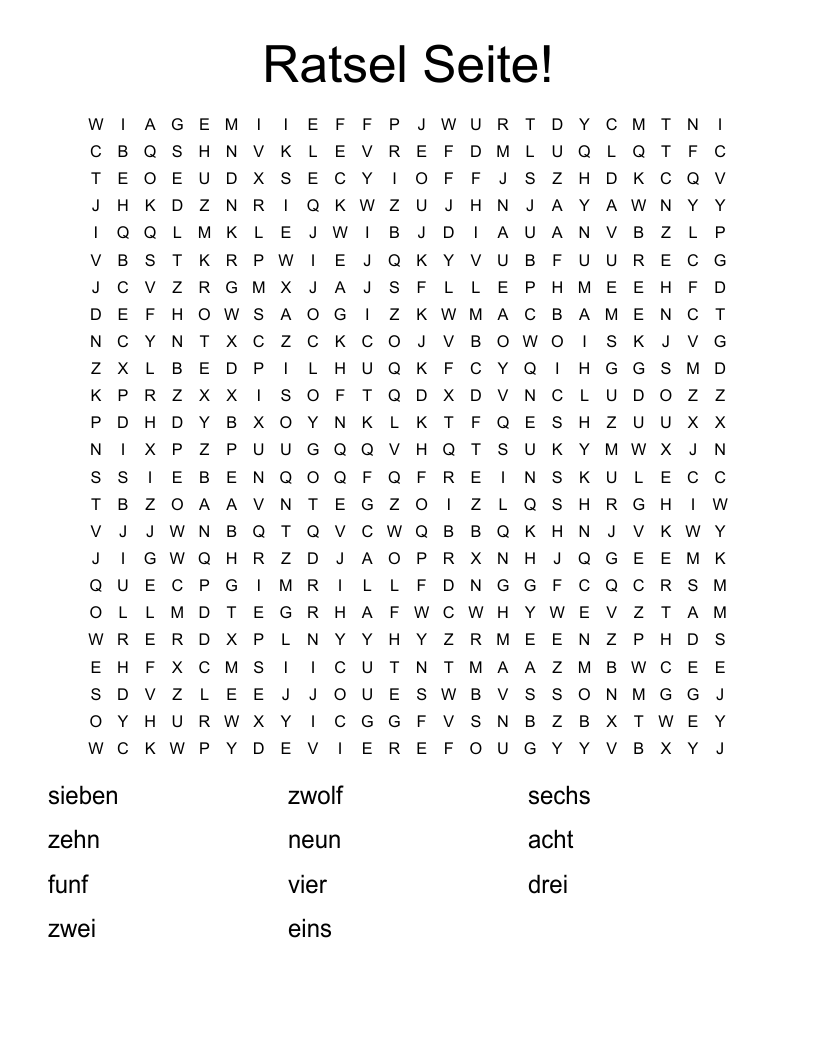 Ratsel Seite! Word Search