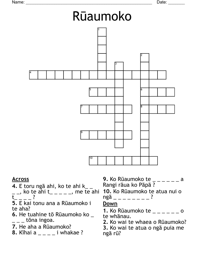 Rūaumoko Crossword