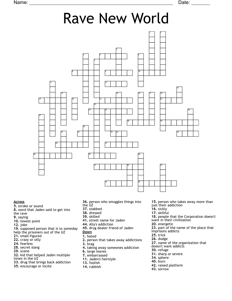 Rave New World Crossword