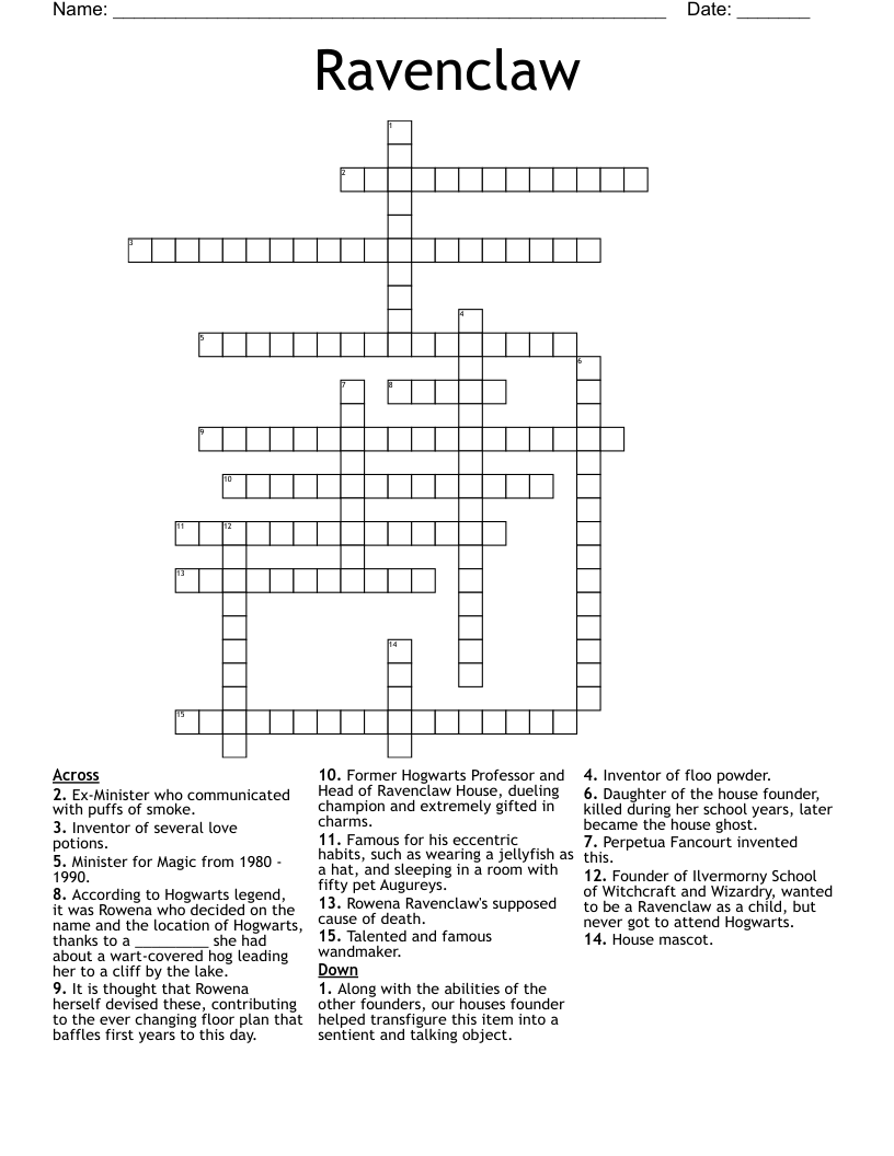 Ravenclaw Crossword