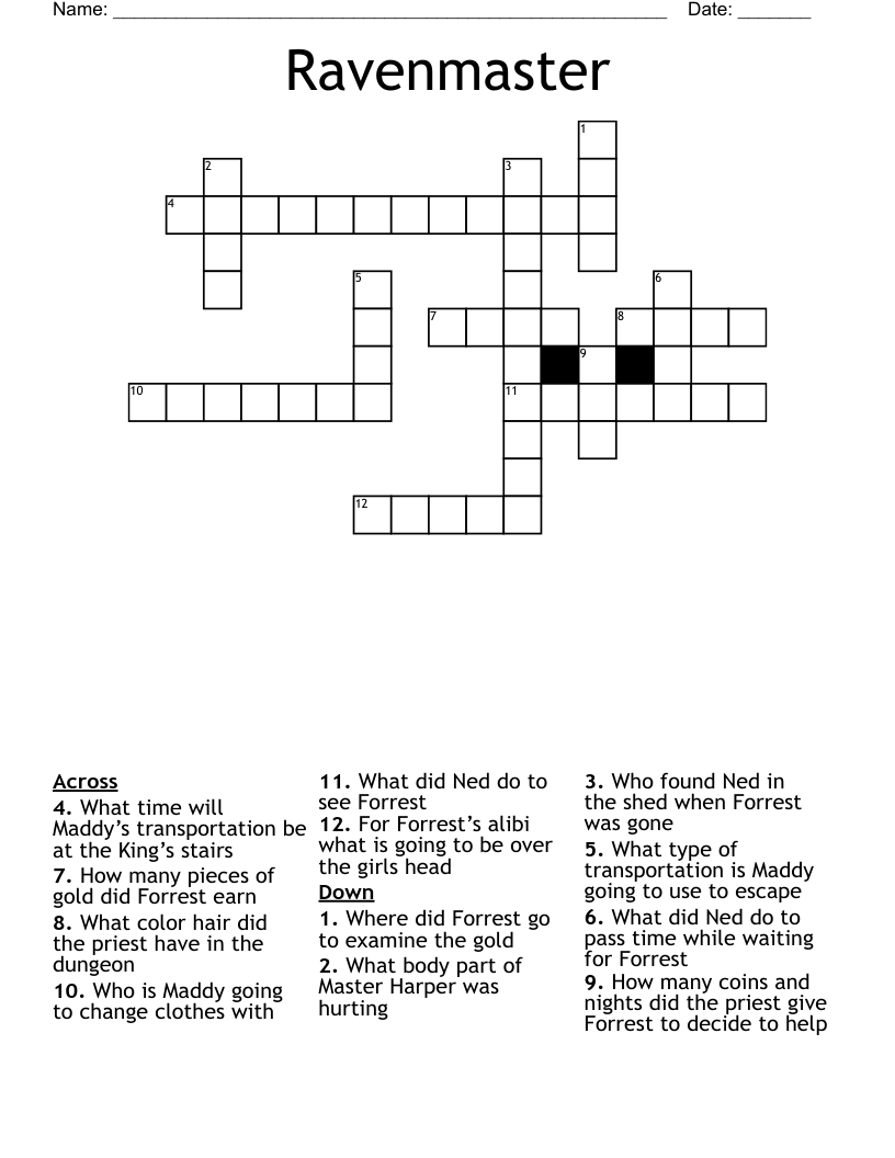 Ravenmaster Crossword