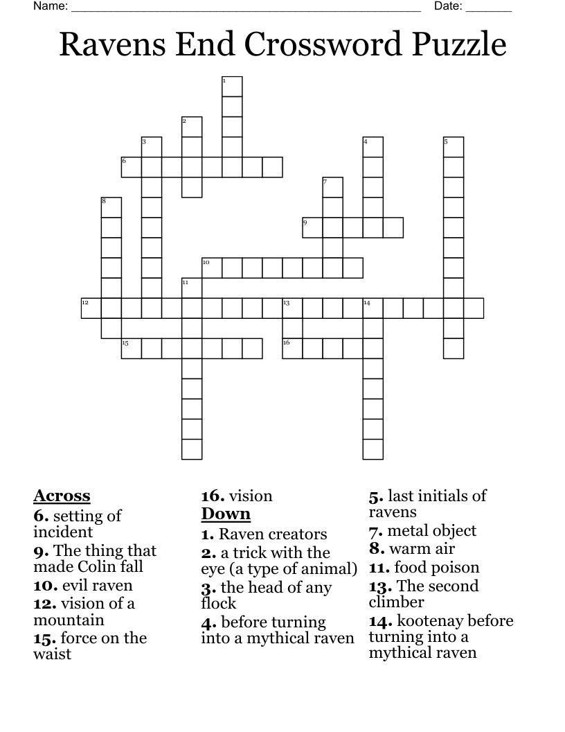 Ravens End Crossword Puzzle
