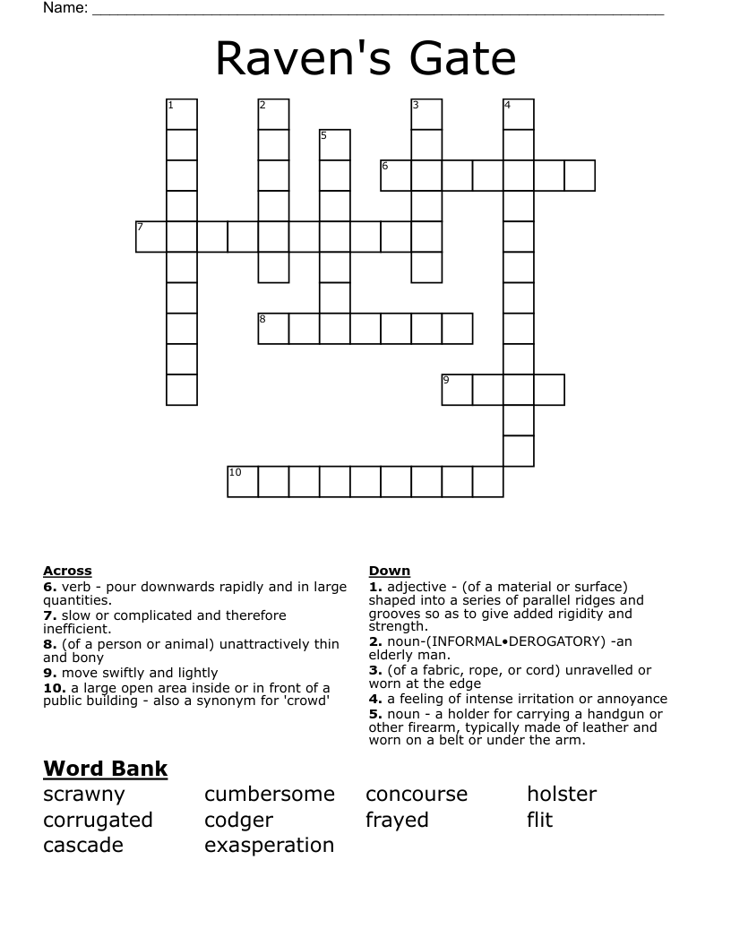 Raven's Gate Crossword