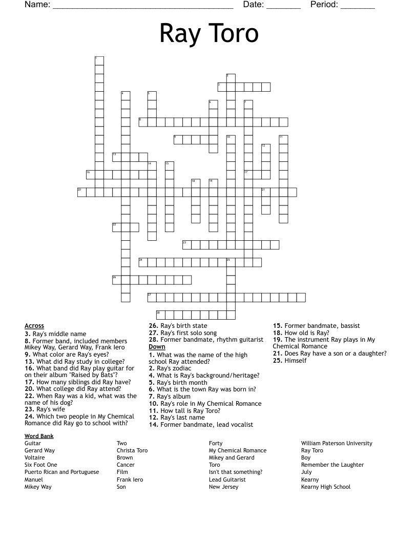 Ray Toro Crossword