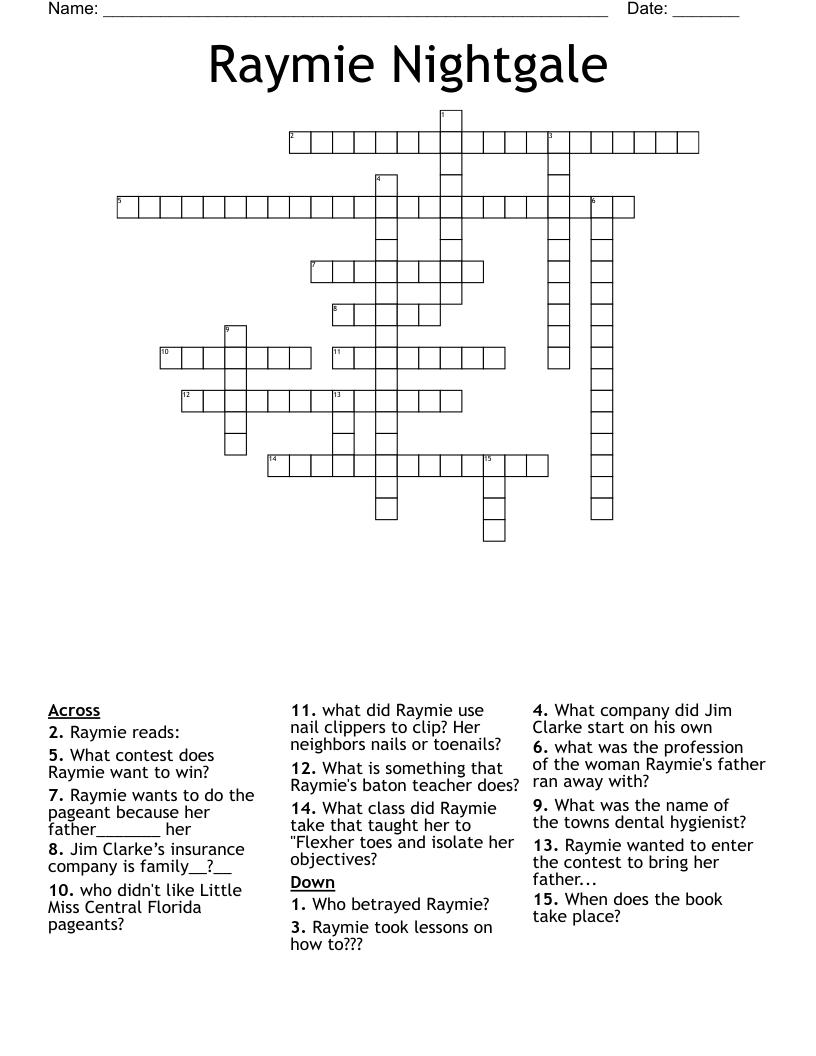 Raymie Nightgale Crossword