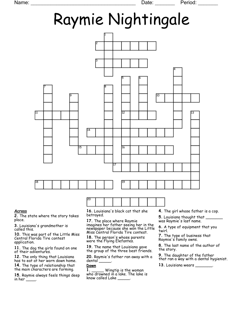 Raymie Nightingale Crossword