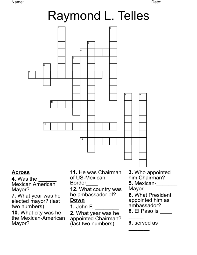 Raymond L. Telles Crossword