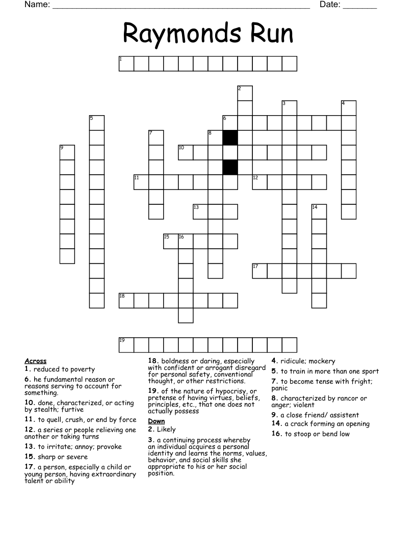 Raymonds Run Crossword