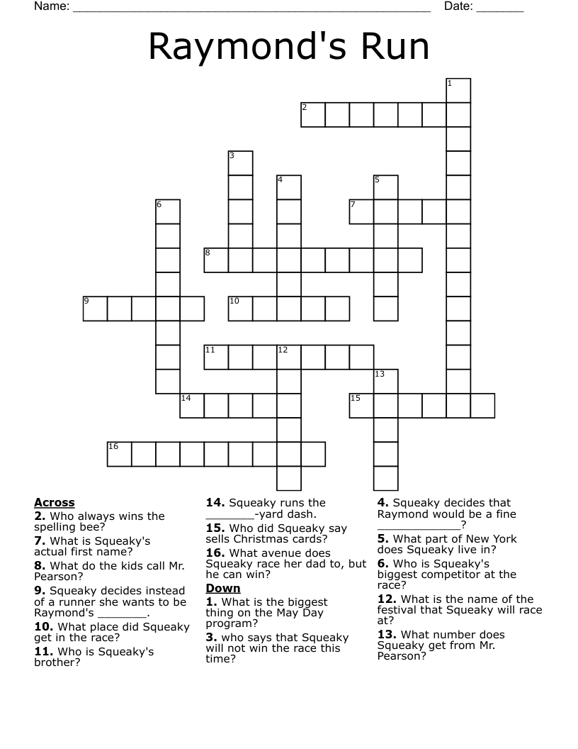 Raymond's Run  Crossword