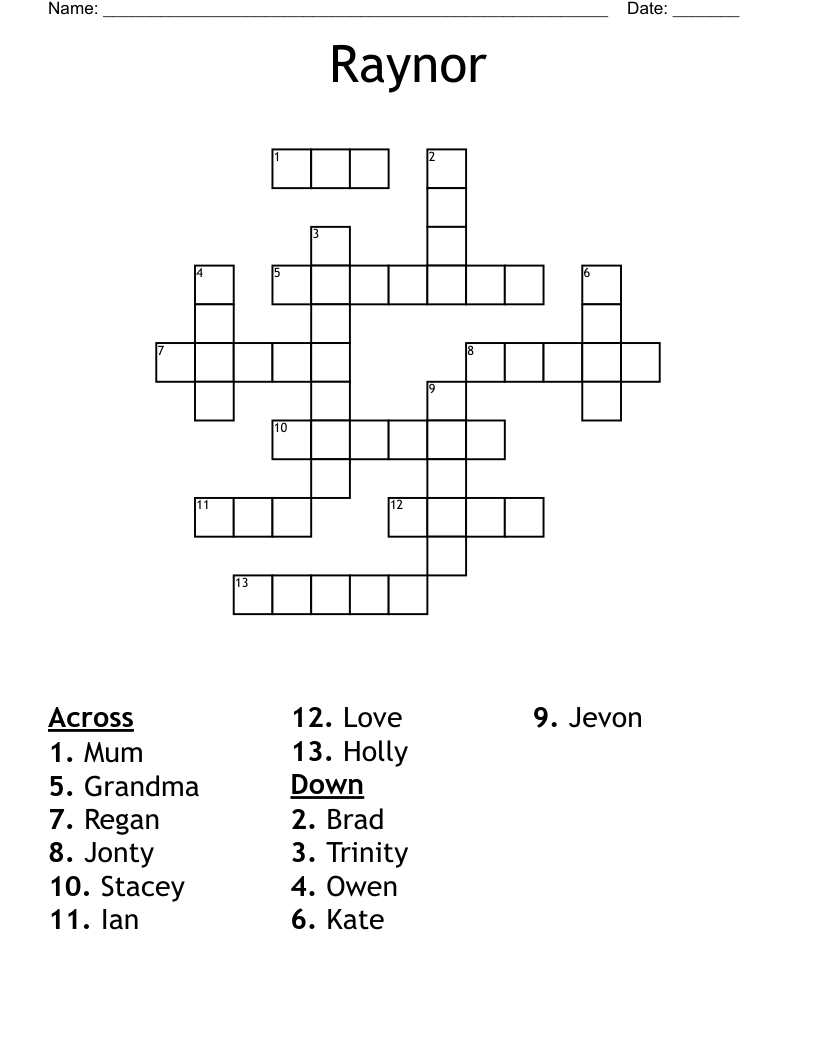 Raynor Crossword