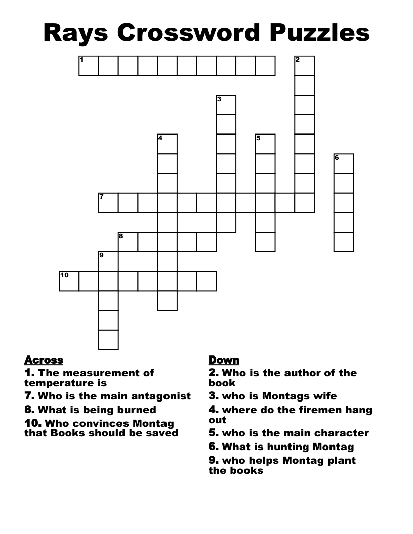 Rays Crossword Puzzles