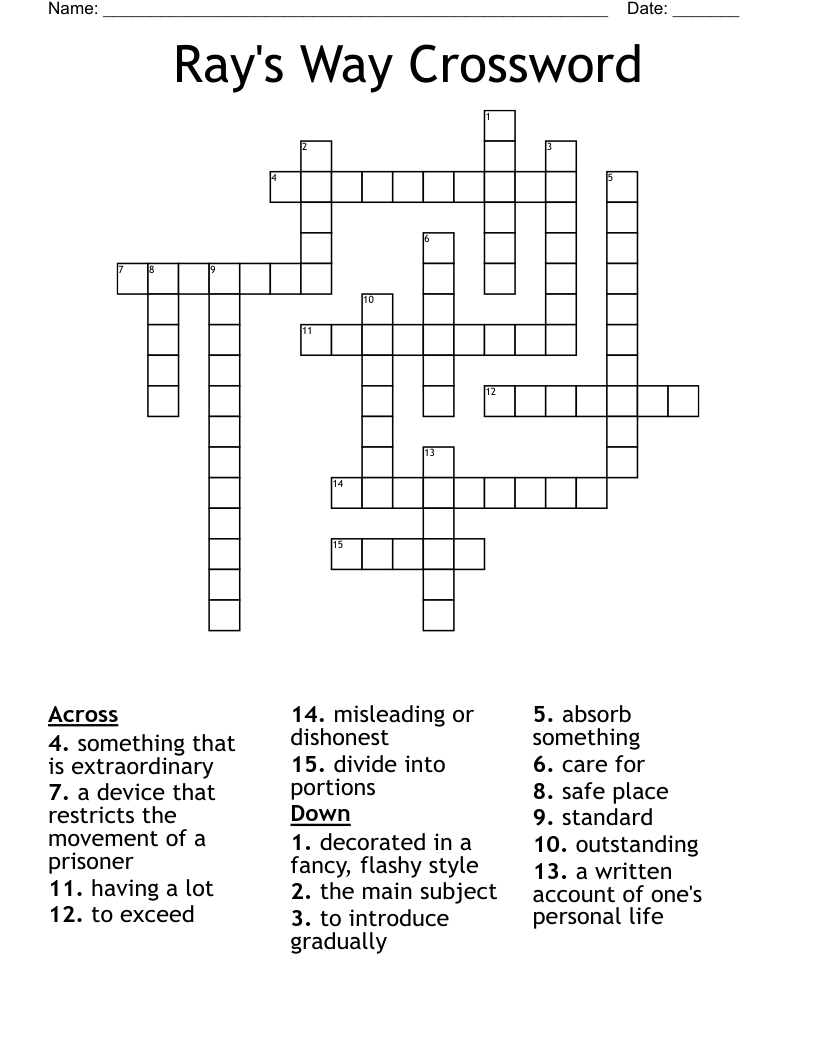 Ray's Way Crossword
