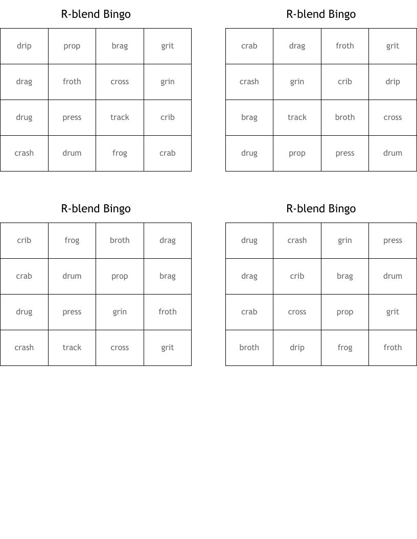 R-blend Bingo