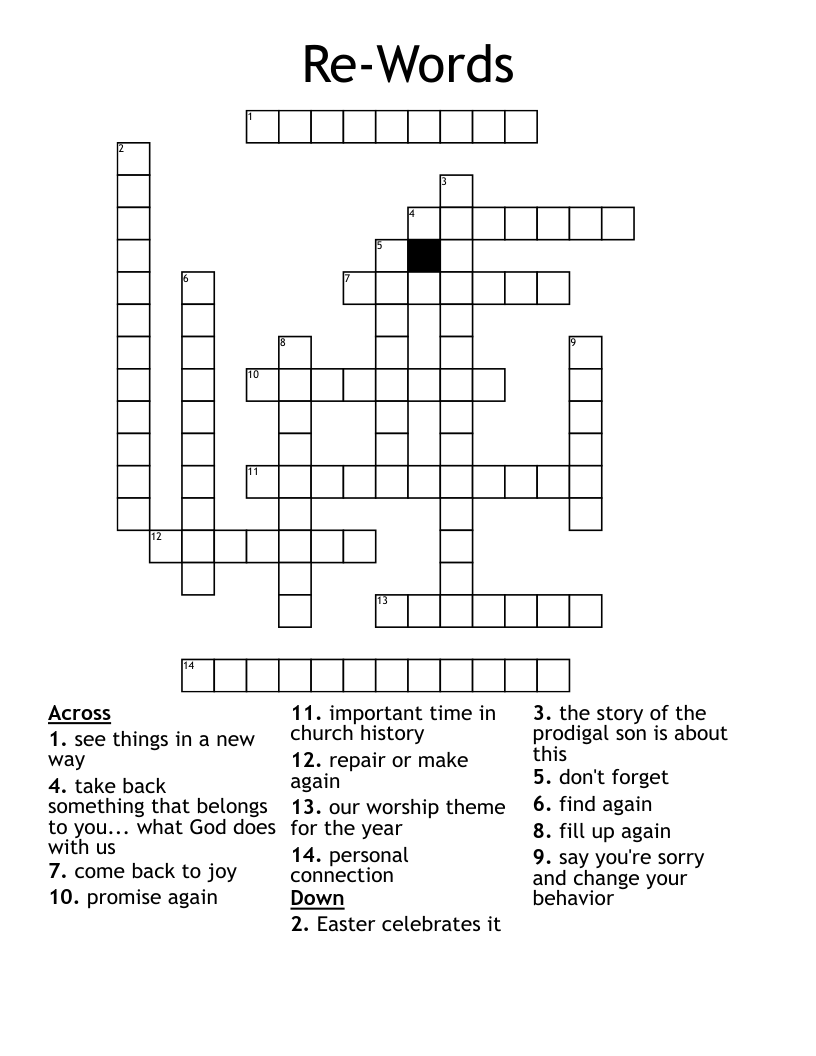 Re-Words Crossword