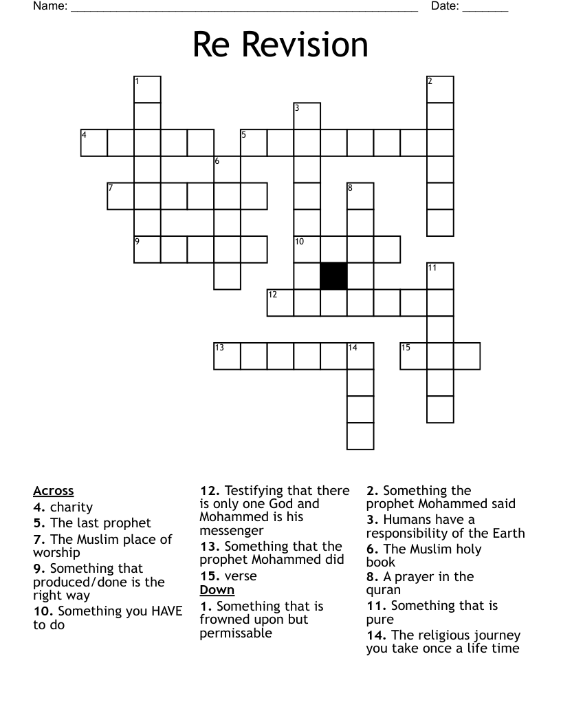 Re Revision Crossword