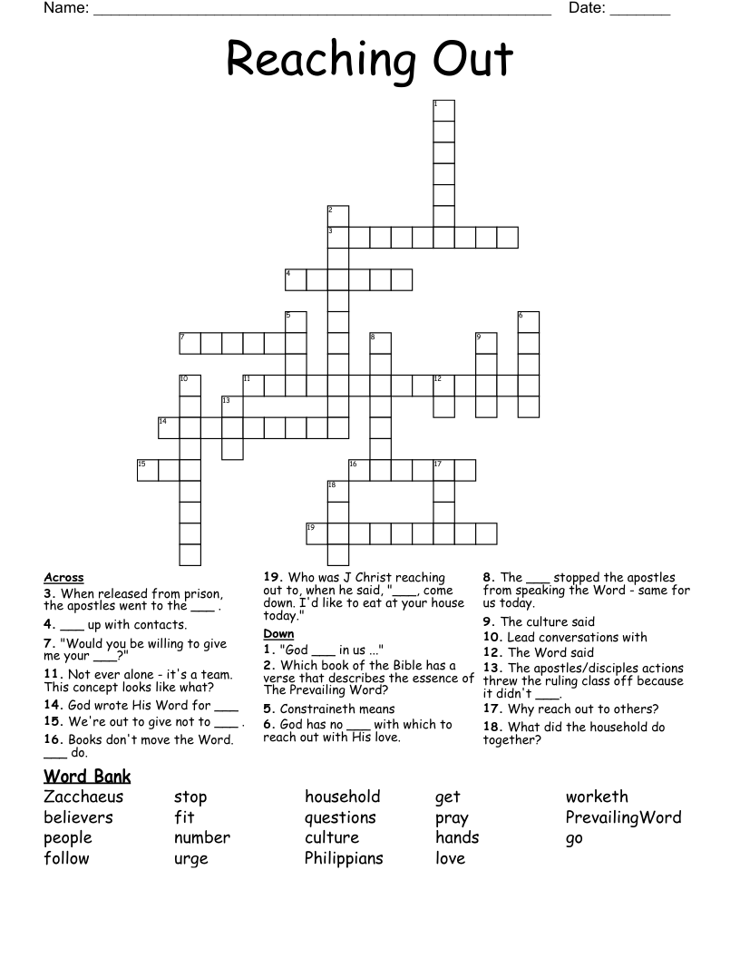 Reaching Out Crossword