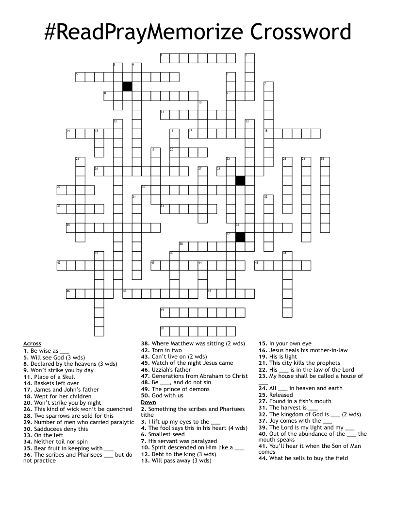 #ReadPrayMemorize Crossword 