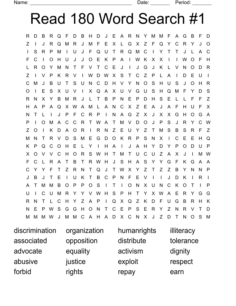 Read 180 Word Search #1