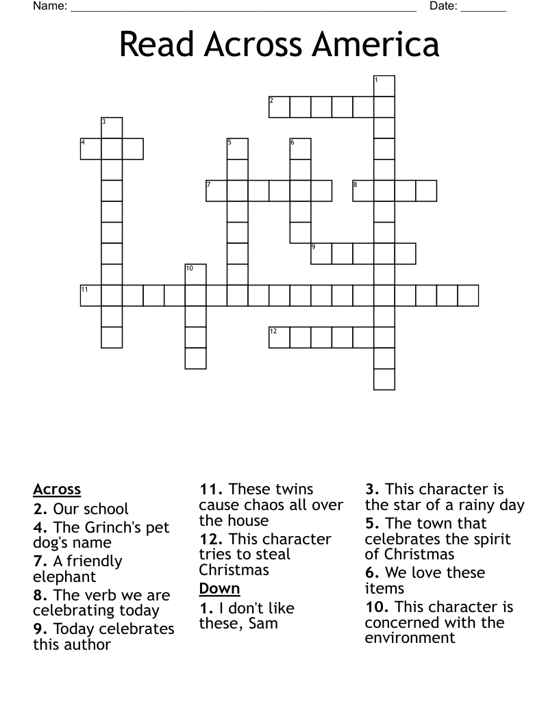 Read Across America Crossword