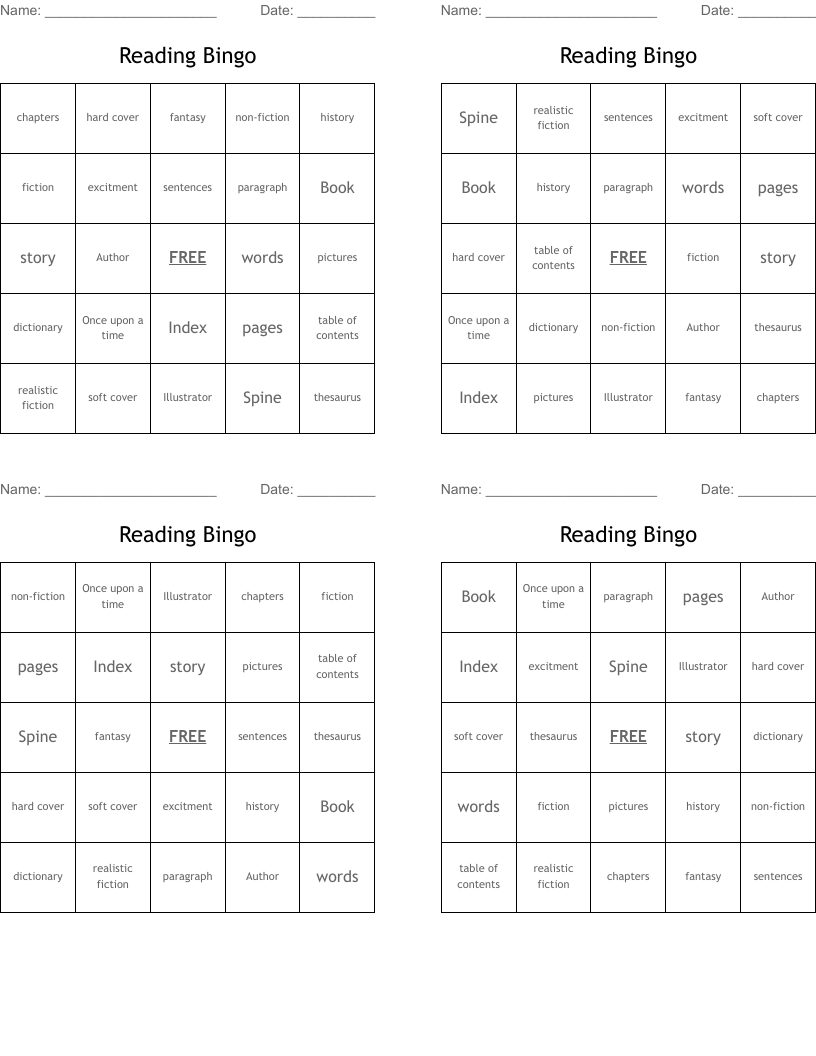 Reading Bingo