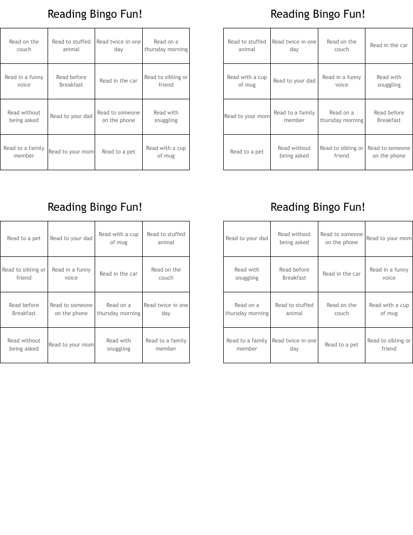 Reading Bingo Fun!