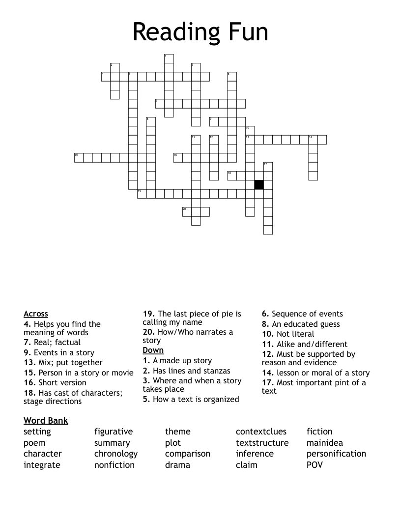 Reading Fun Crossword