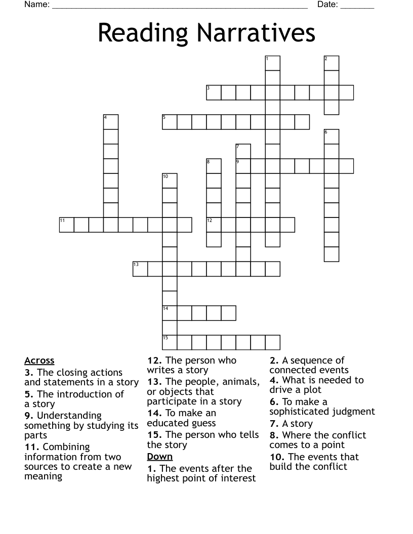 Reading Narratives Crossword