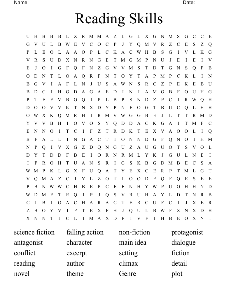 Reading Skills  Word Search