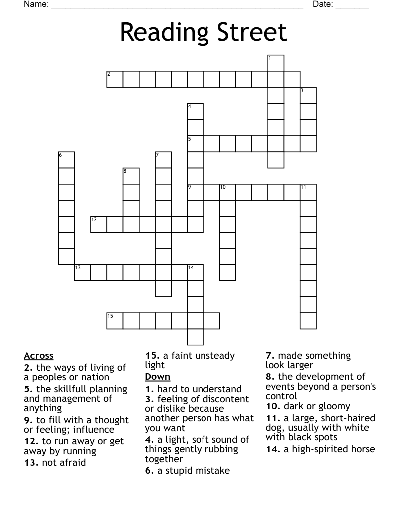 Reading Street  Crossword