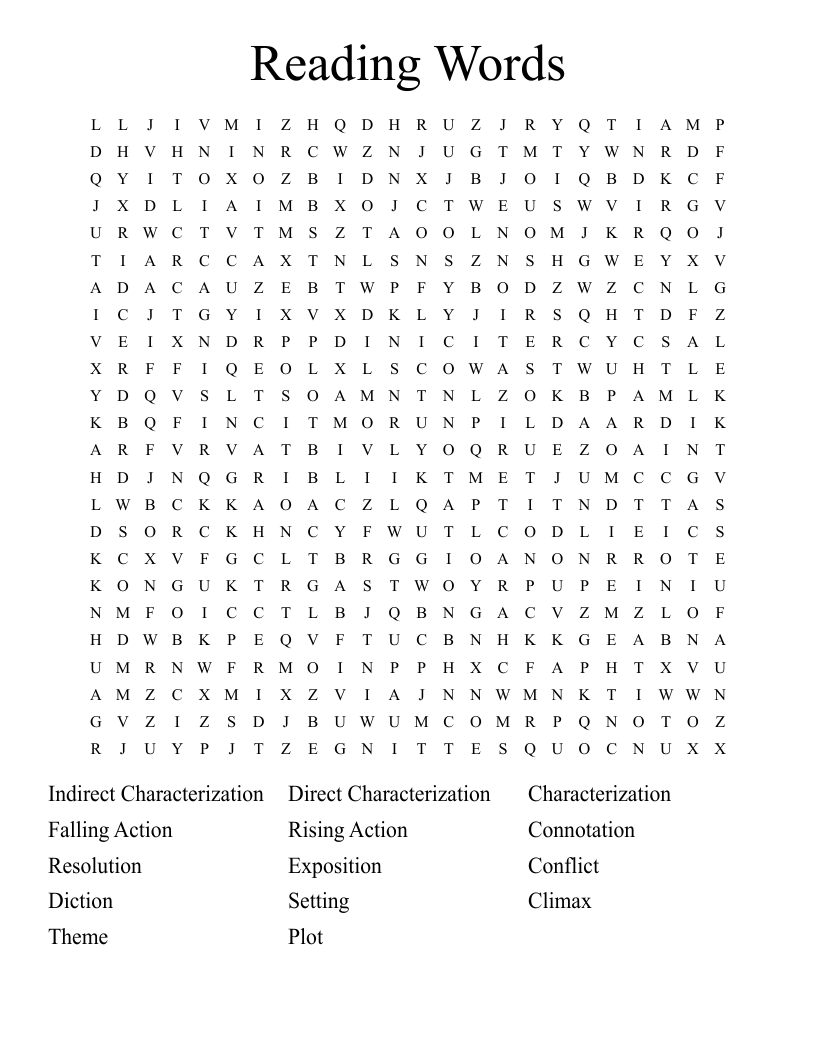 Reading Words Word Search