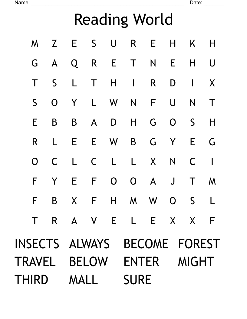 Reading World Word Search