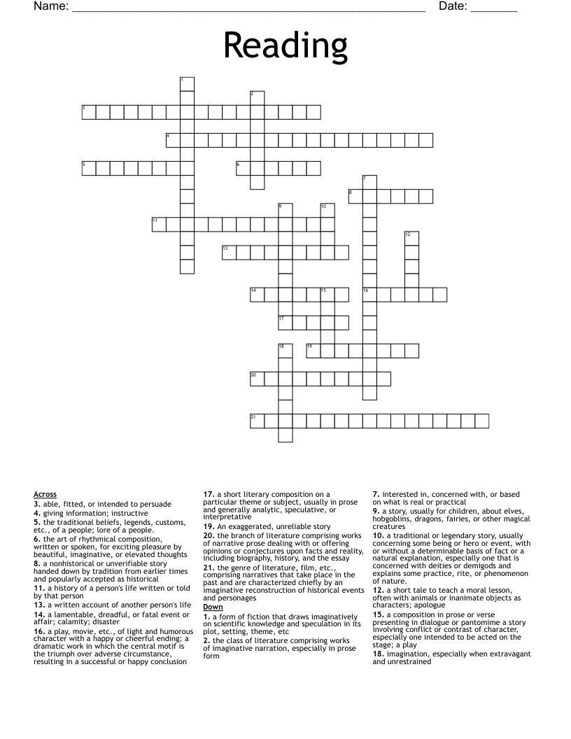 Reading  Crossword