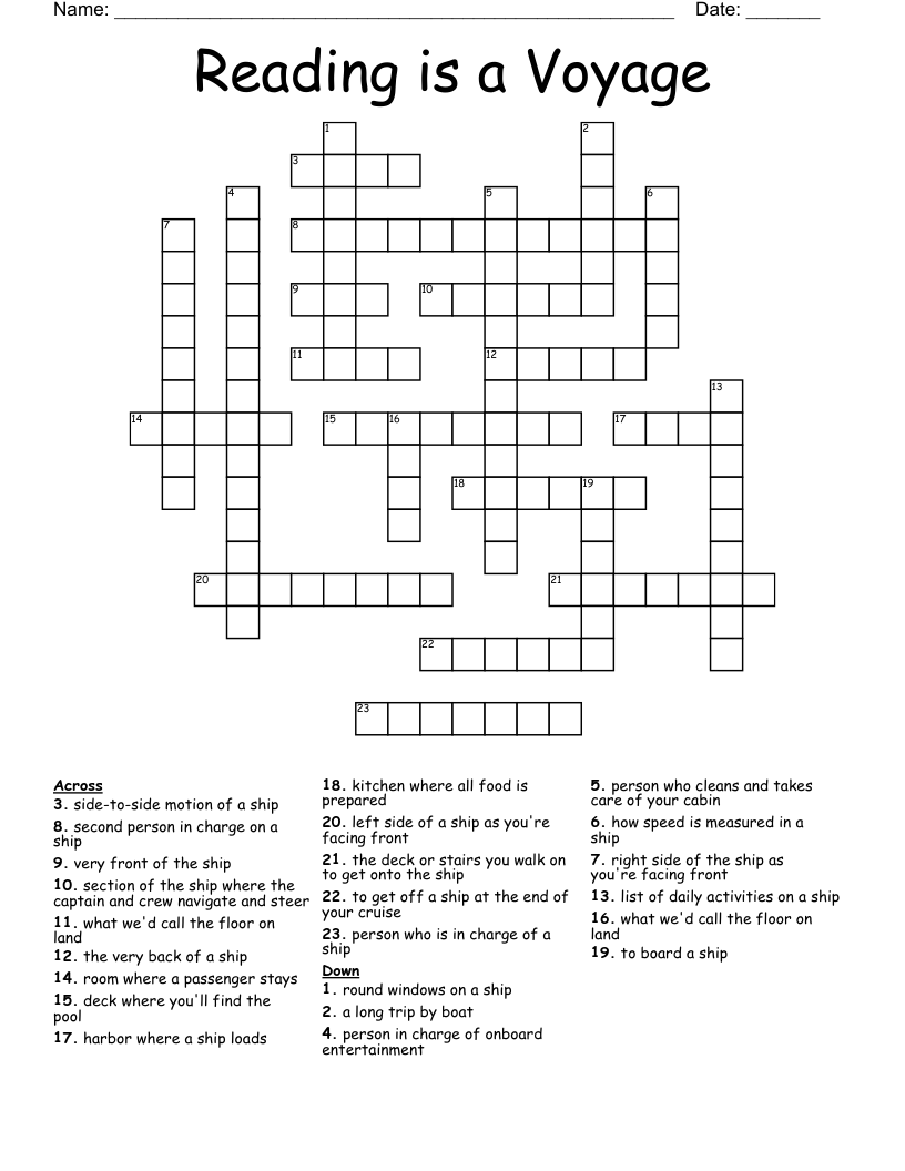 Reading is a Voyage Crossword