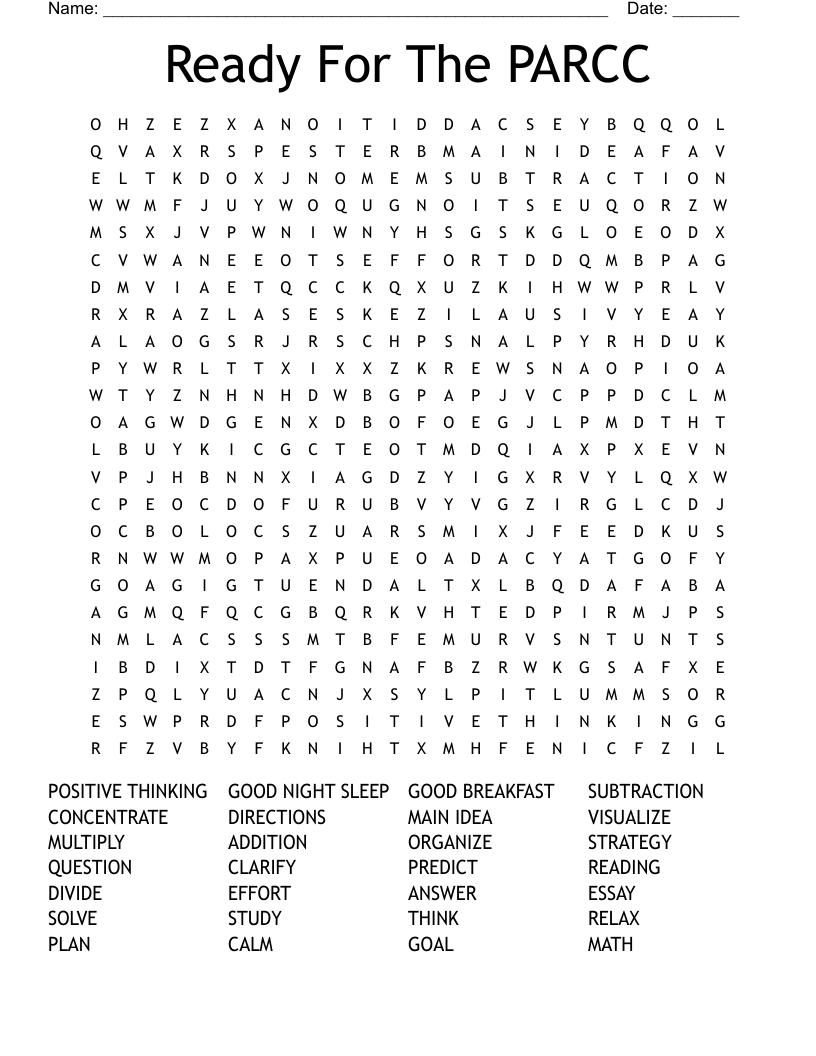 Ready For The PARCC Word Search