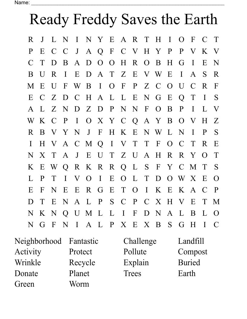 Ready Freddy Saves the Earth Word Search