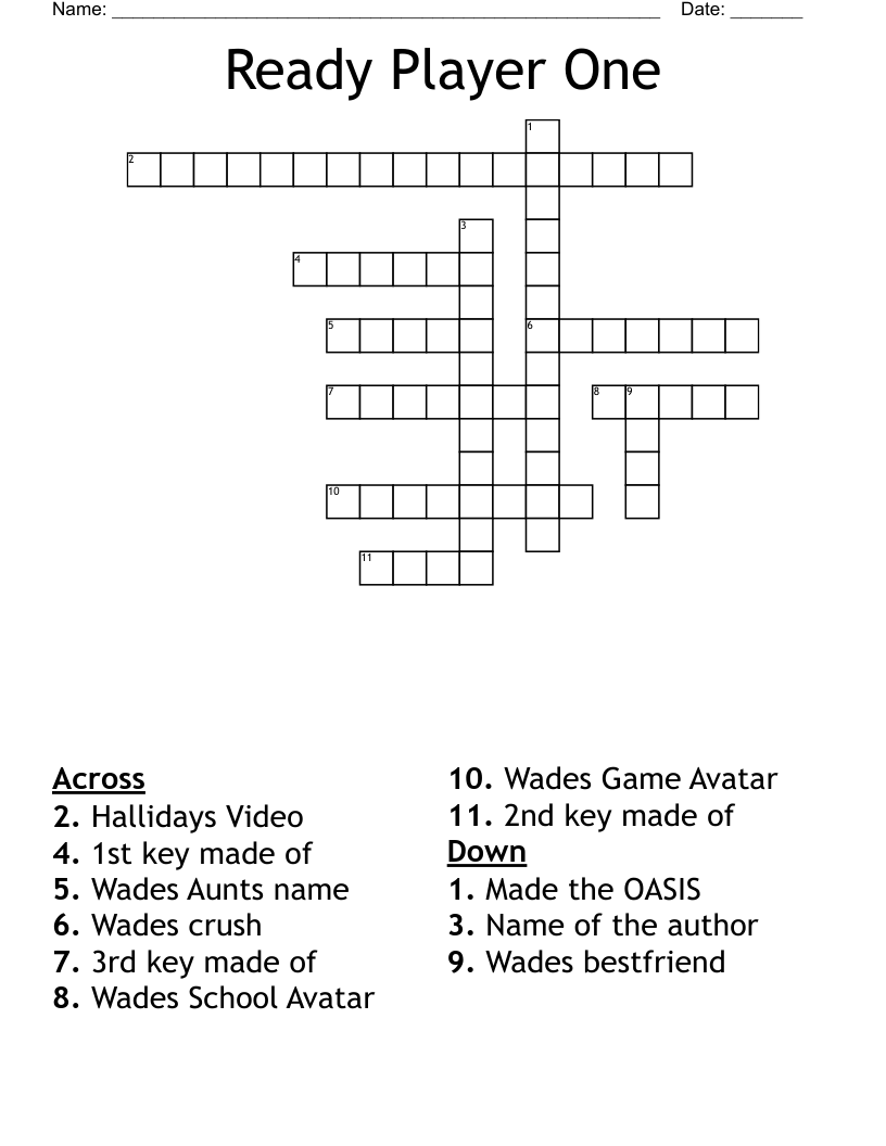 Ready Player One Crossword