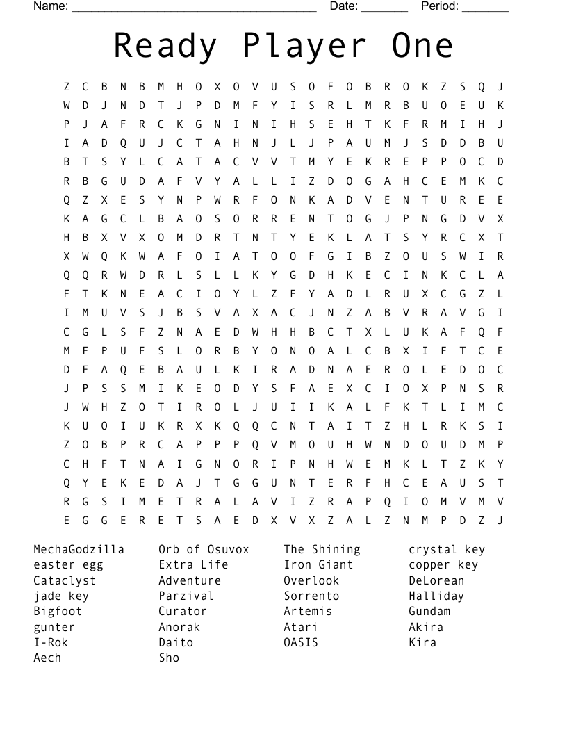 Ready Player One Word Search