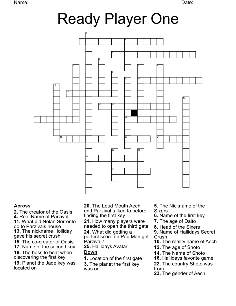 Ready Player One Crossword