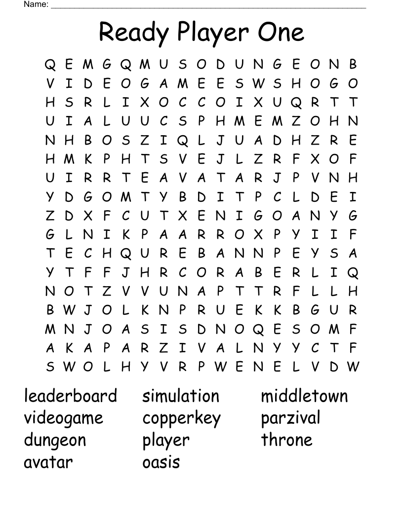 Ready Player One Word Search