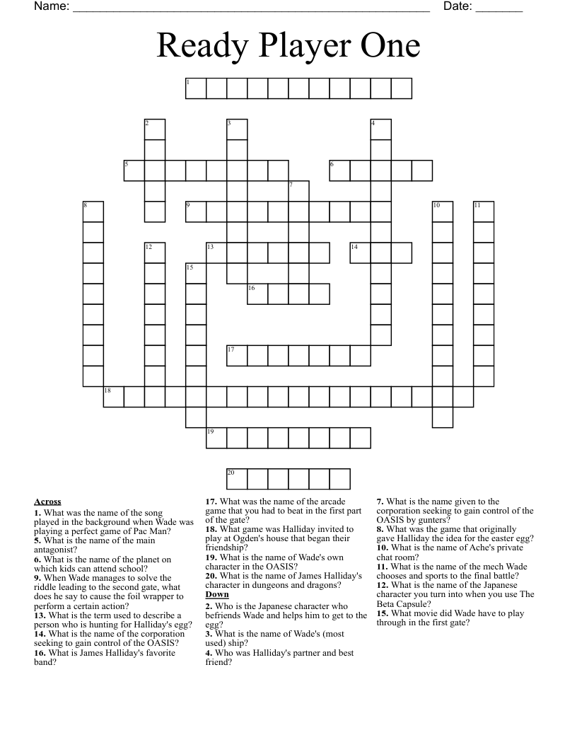 Ready Player One Crossword