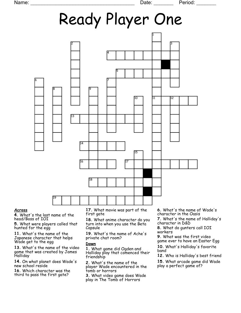 Ready Player One  Crossword