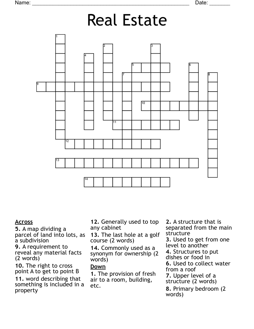 Real Estate Crossword