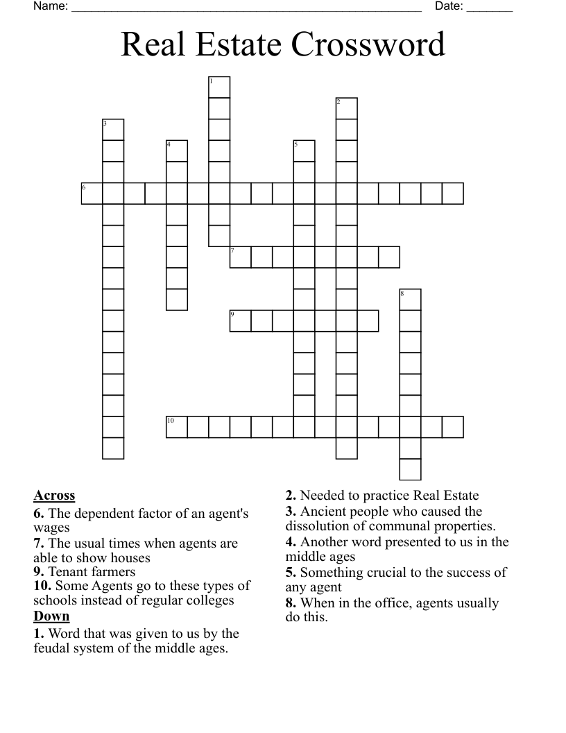 Real Estate Crossword