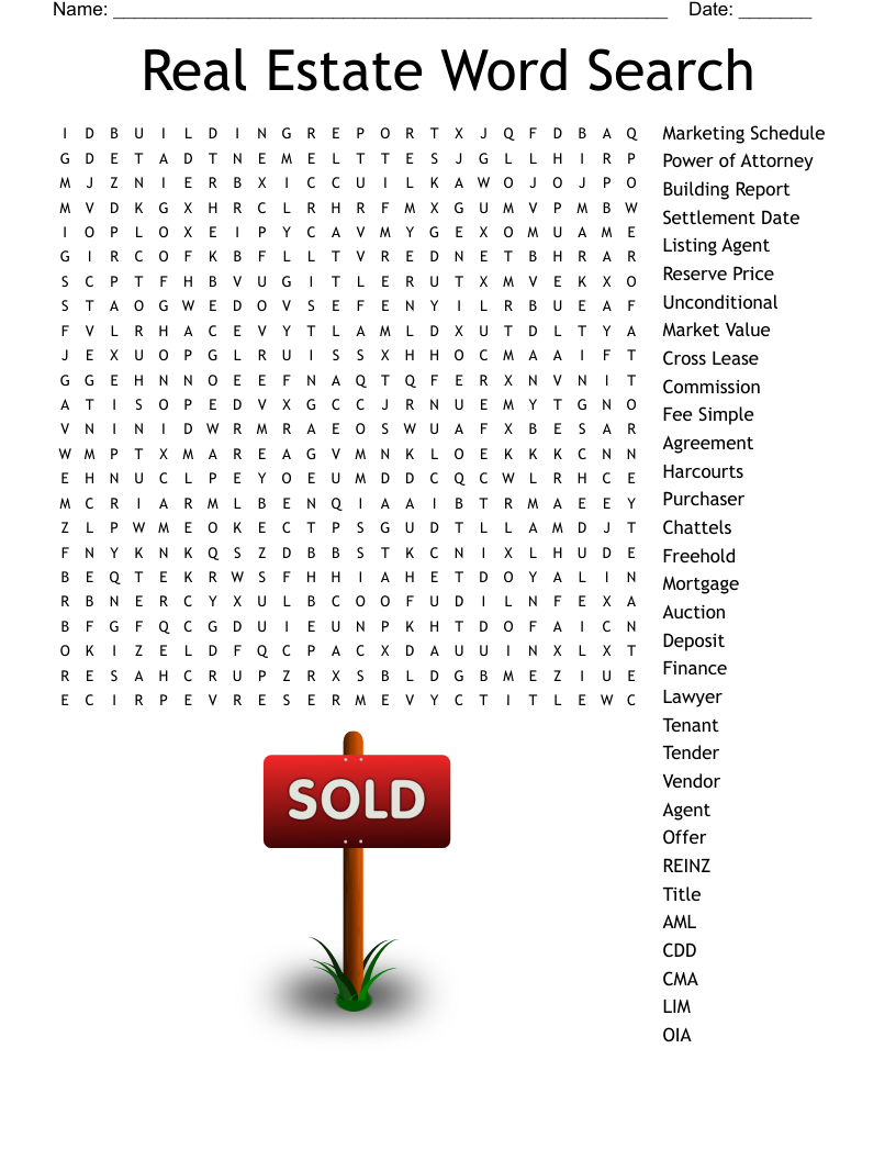 Real Estate Word Search