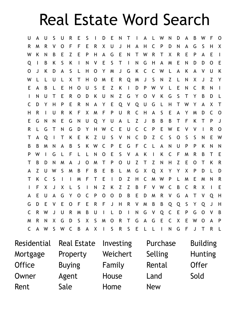 Real Estate Word Search
