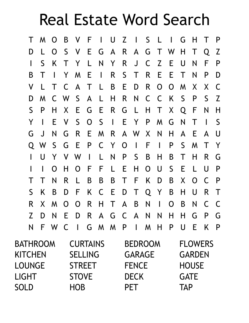 Real Estate Word Search