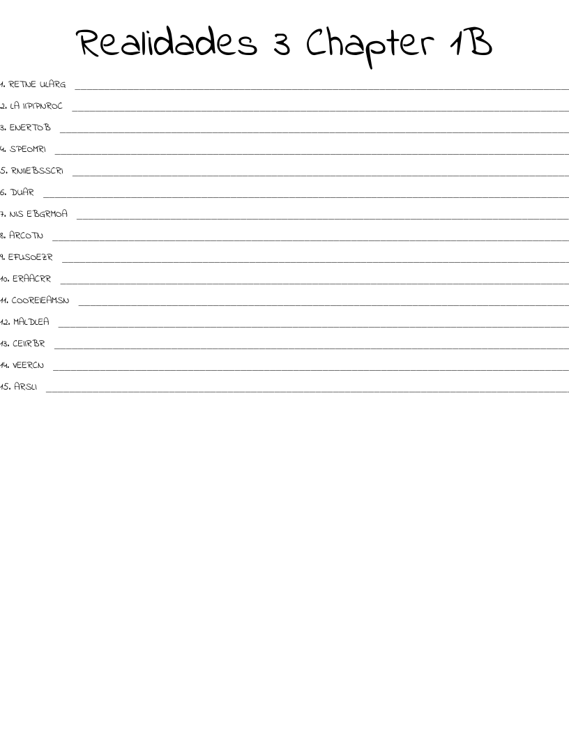 Realidades 3 Chapter 1B Word Scramble